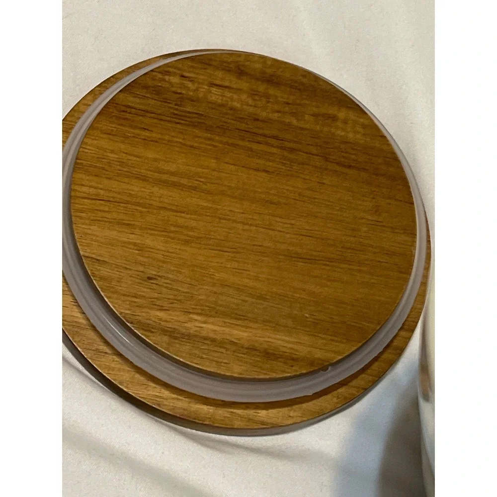 Rae Dunn‎ Coffee Canister Cream Ceramic Wood Lid Farmhouse Kitchen Storage Decor